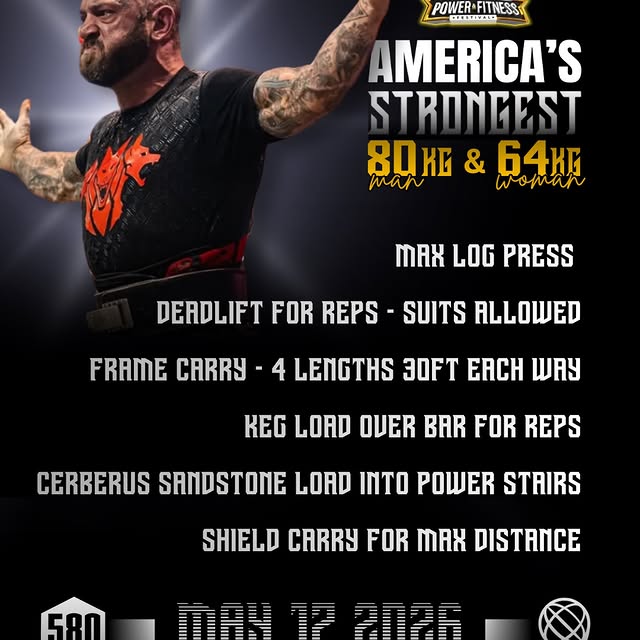 America’s Strongest Man 80kg + America’s Strongest Woman 64kg will be part of the Pitts…