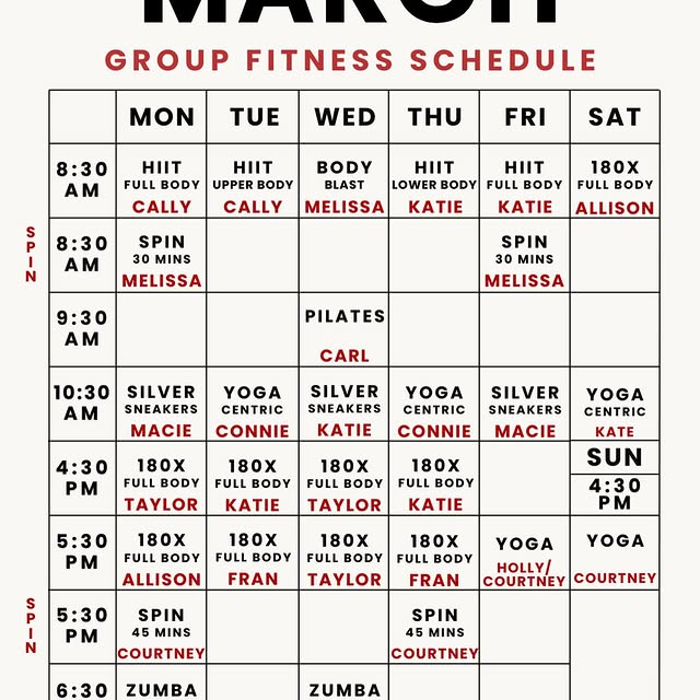 M A R C H GROUP FITNESS!