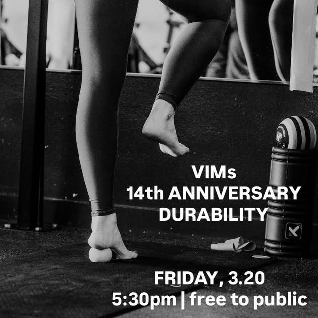 🎉 JOIN US 🎉

Celebrate 14 years of VIM with a FREE mobility class this Friday (3/20) …