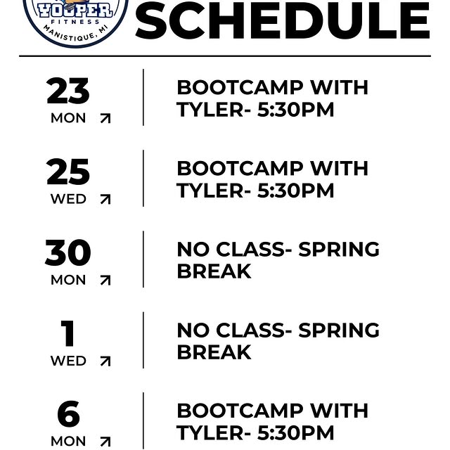Group Classes for the week! 

💥Bootcamp with Tyler
📅 Mondays & Wednesdays | 🕠 5:30–6…