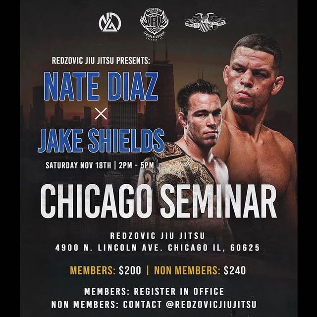 #NateDiaz & #JackShields are in #Chicago today! Come & play from 2pm-5pm @redzovicjiuji…