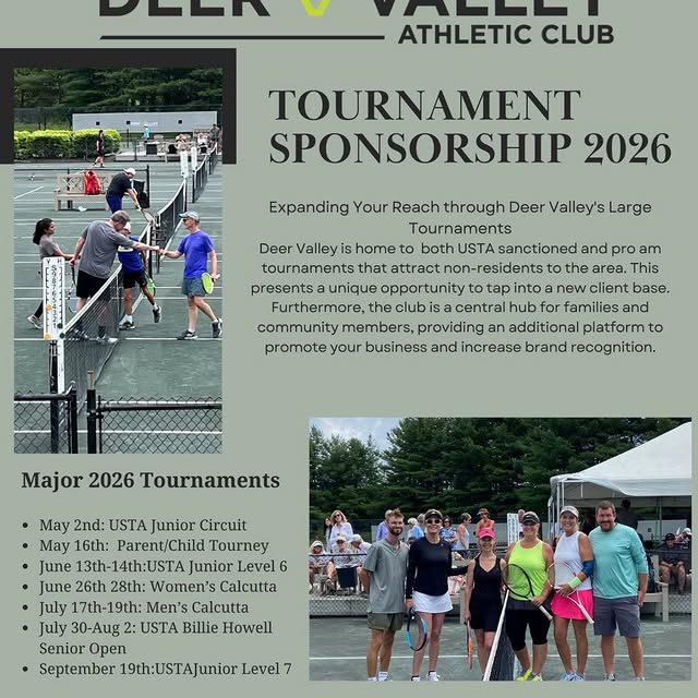 Looking for a great way to promote your business? 
Be a tournament sponsor for Deer Val…