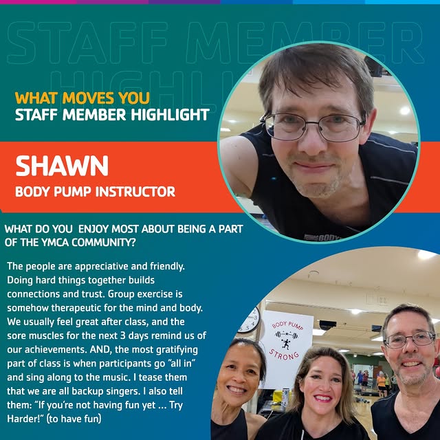 Check out Shawn’s BodyPump classes on Tuesday and Thursday afternoons at the White Bear…