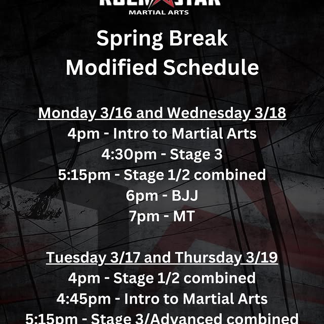 😎 With many families traveling for Spring Break, we will be running a modified class s…