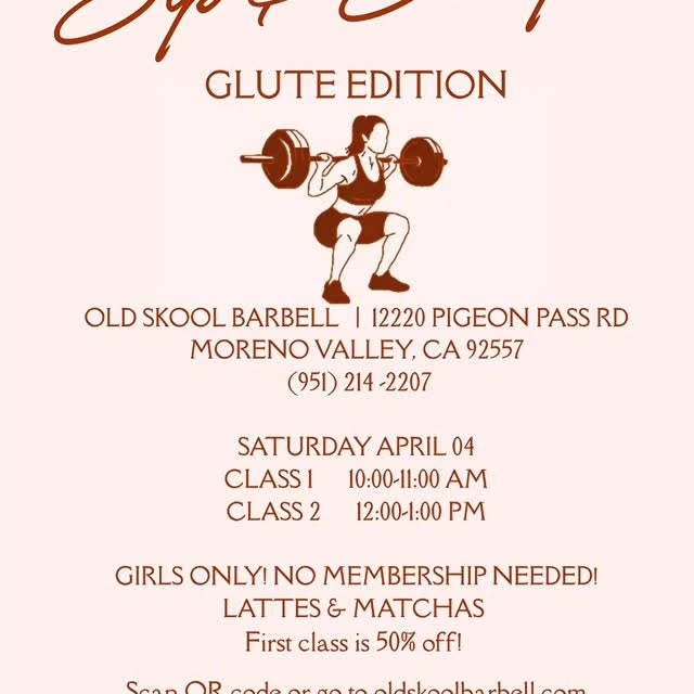 Join us for a class all about growing those glutes and some great tasting coffee, Space…