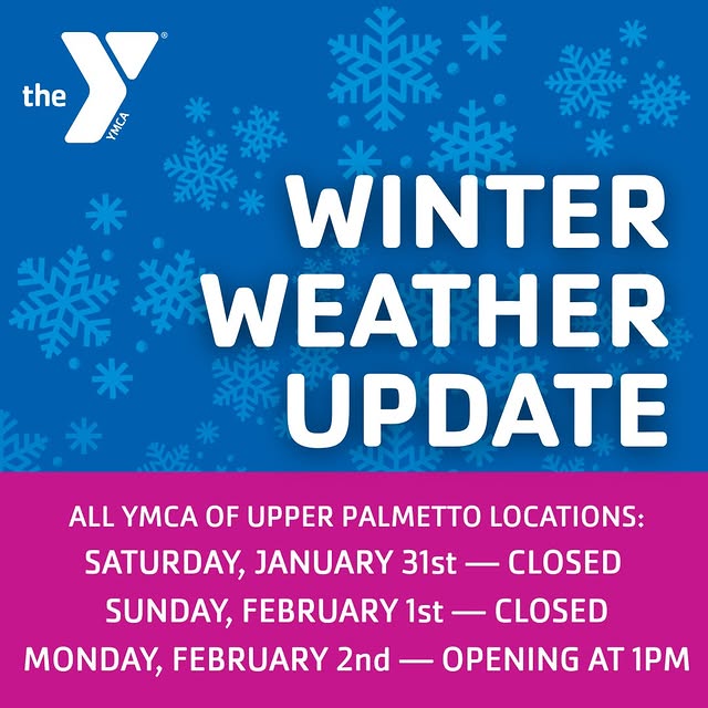 ❄️ Weather Update ❄️

All YMCA of Upper Palmetto locations will have adjusted hours thi…