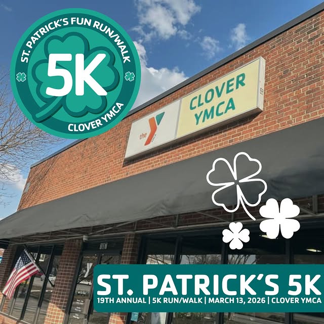 🍀🏃‍♀️ It’s almost time to get your Shamrock on!

The Clover YMCA St. Patrick’s 5K is …