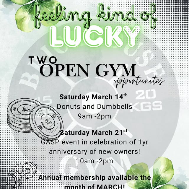 ☘️March Upcoming Events☘️

We have TWO open gym opportunities! Come check us out & grab…