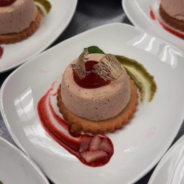 Another day in the life @ culinary school!! Today I got to serve my strawberry semi-fre…