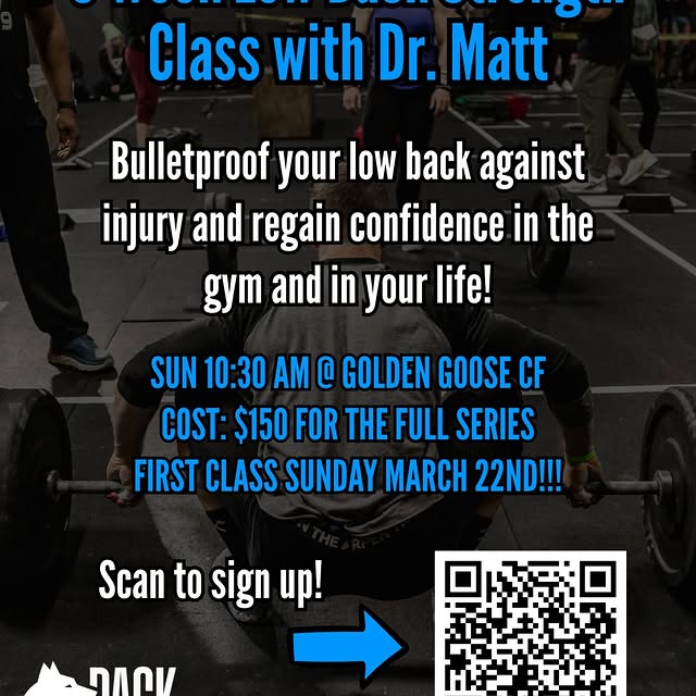 NEW CLASS OFFERING!!!

On March 22nd, we're launching our 6 Week Low Back Strength Clas…
