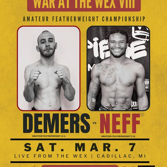 🔥 LIVE FIGHTS IN CADILLAC! 🔥
Championship fight tickets are available NOW for March 7…