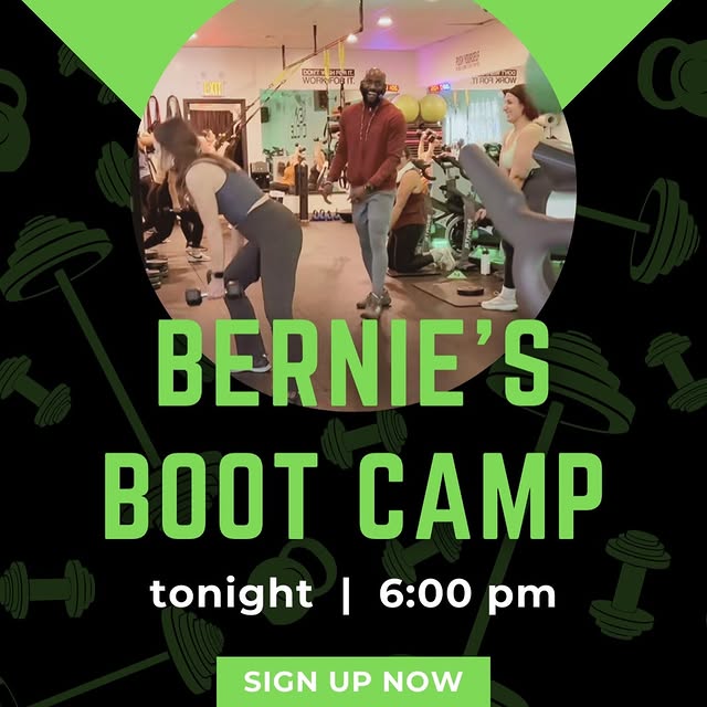 Get your midweek burn in with Bernie's boot camp 💪💥

TONIGHT at 6:00! 
👉 Snag your s…