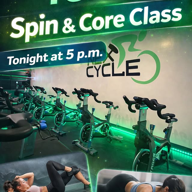 TGIF energy is calling! 🚴‍♀️🔥

Kick off the weekend the right way with Spin & Core to…