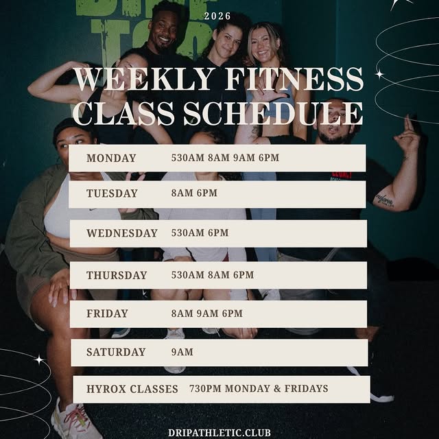 Our updated schedule & class times. We moved our Friday evening class from 530pm to 6pm…