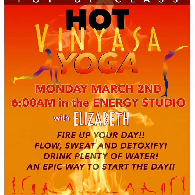 🔥 HOT VINYASA POP-UP 🔥

Ready to ignite your Monday?

Join Elizabeth for a powerful H…