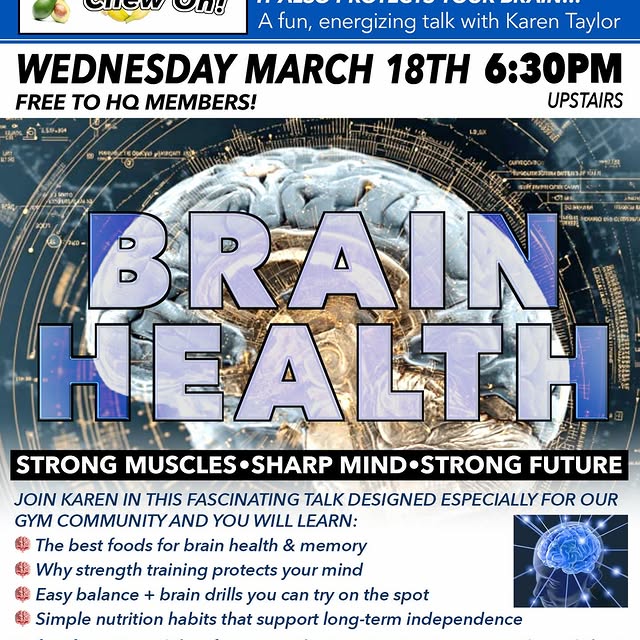BRAIN HEALTH - Strong Muscles. Sharp Mind. Strong Future. 
Join Karen for a fun, energi…