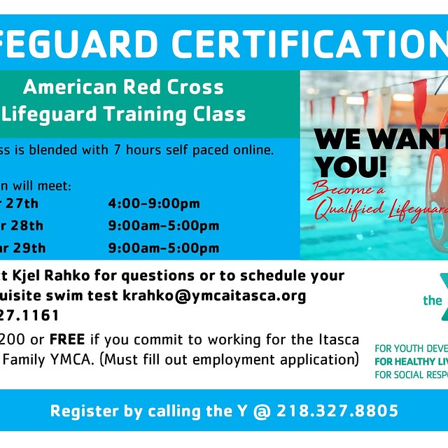 Red Cross Lifeguard Certification Class being offered at the end of March!