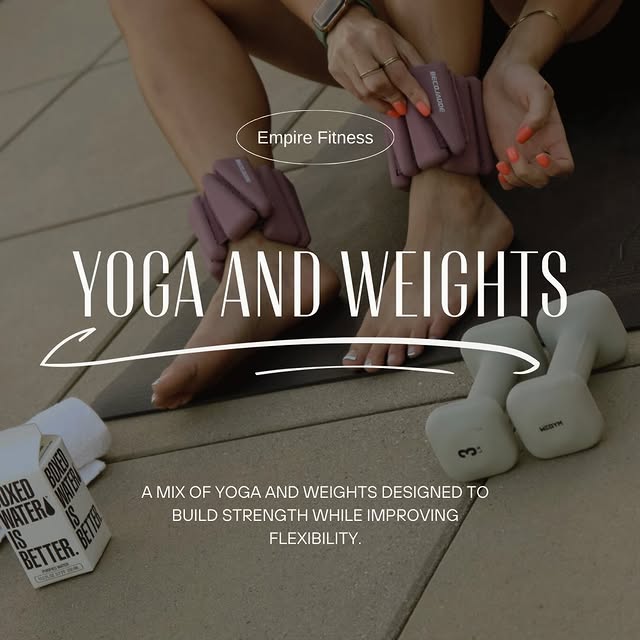 YOGA & WEIGHTS 
Strength meets flow. 🧘‍♀️💪

Our Yoga + Weights class blends mindful m…