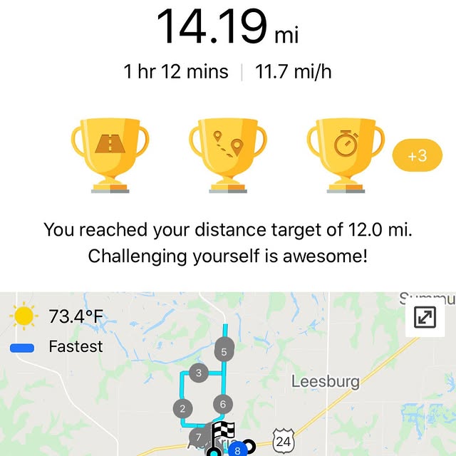 Fantastic ride today. 14 mile ride by myself and a 6 mile finisher with my dad. First l…