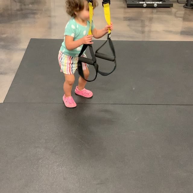 Someone decided she would put her spin on the TRX squat jump. She did this herself afte…